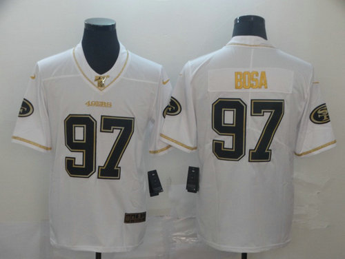 Nike 49ers 97 Nick Bosa White Gold Vapor Untouchable Limited Jersey Nike 49ers 97 Nick Bosa White Gold Vapor Untouchable Limited Jersey