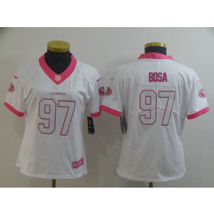 Nike 49ers 97 Nick Bosa White Pink Rush Limited Women Jersey Nike 49ers 97 Nick Bosa White Pink Rush Limited Women Jersey