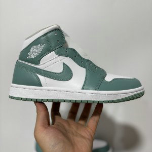 Nike Air Jordan 1 Mid Green White Shoes