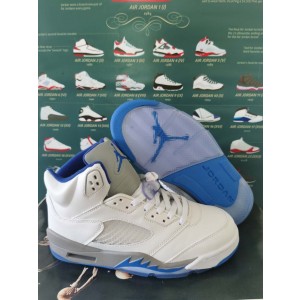Nike Air Jordan 5 White Blue Shoes