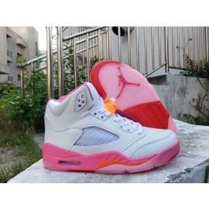 Nike Air Jordan 5 White Pink Shoes