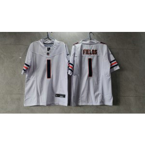 Nike Bears 1 Justin Fields White 2023 F.U.S.E Vapor Limited Men Jersey