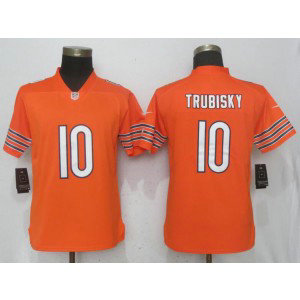 Nike Bears 10 Mitchell Trubisky Orange Vapor Untouchable Limited Women Jersey