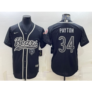 Nike Bears 34 Walter Payton Black Reflective Vapor Baseball Limited Men Jersey