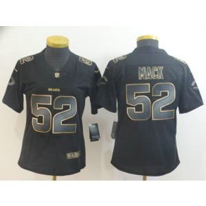 Nike Bears 52 Khalil Mack Black Gold Vapor Untouchable Limited Women Jersey