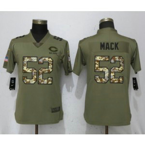 Nike Bears 52 Khalil Mack Olive Camo Salute To Service Limited Women Jersey
