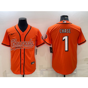 Nike Bengals 1 Chase Orange Vapor Baseball Limited Men Jersey