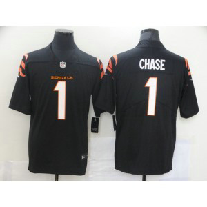 Nike Bengals 1 Ja'Marr Chase Black 2021 Draft Vapor Limited Men Jersey Nike Bengals 1 Ja'Marr Chase Black 2021 Draft Vapor Limited Men Jersey