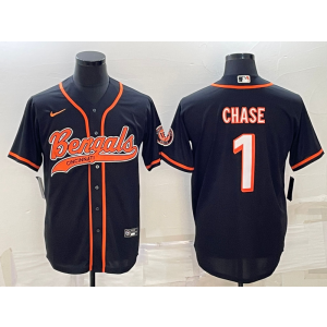 Nike Bengals 1 Ja'Marr Chase Black Baseball Vapor Limited Men Jersey Nike Bengals 1 Ja'Marr Chase Black Baseball Vapor Limited Men Jersey