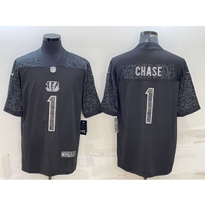 Nike Bengals 1 Ja'Marr Chase Reflective Vapor Limited Men Jersey Nike Bengals 1 Ja'Marr Chase Reflective Vapor Limited Men Jersey