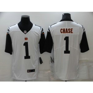 Nike Bengals 1 Ja'Marr Chase White Color Rush Limited Men Jersey Nike Bengals 1 Ja'Marr Chase White Color Rush Limited Men Jersey