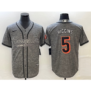 Nike Bengals 5 Tee Higgins Grey Baseball Vapor Limited Men Jersey
