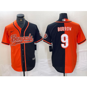 Nike Bengals 9 Burrow Orange Black Split Vapor Baseball Limited Men Jersey Nike Bengals 9 Burrow Orange Black Split Vapor Baseball Limited Men Jersey