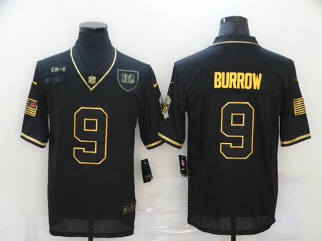 Nike Bengals 9 Joe Burrow Black Gold 2020 Salute To Service Limited Jersey Nike Bengals 9 Joe Burrow Black Gold 2020 Salute To Service Limited Jersey