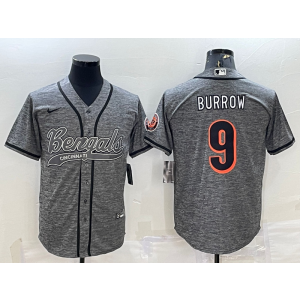 Nike Bengals 9 Joe Burrow Grey With Patch Vapor Baseball Limited Men Jersey Nike Bengals 9 Joe Burrow Grey With Patch Vapor Baseball Limited Men Jersey