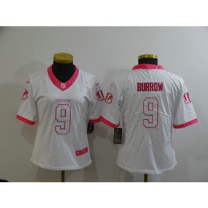 Nike Bengals 9 Joe Burrow White Pink Limited Women Jersey Nike Bengals 9 Joe Burrow White Pink Limited Women Jersey