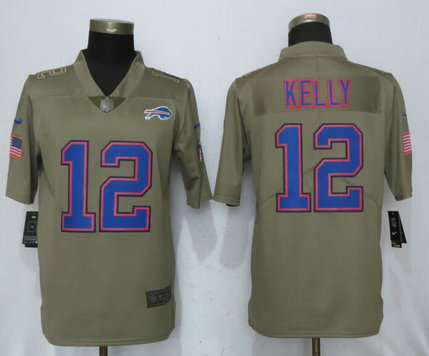 Nike Bills 12 Jim Kelly Olive Salute To Service Limited Jersey Nike Bills 12 Jim Kelly Olive Salute To Service Limited Jersey