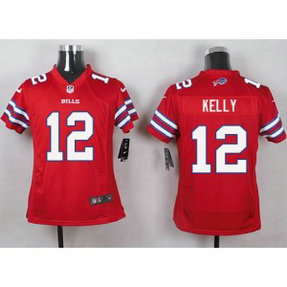 Nike Bills 12 Jim Kelly Red Youth Stitched NFL Limited Color Rush Jersey