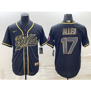Nike Bills 17 Josh Allen Black Gold Vapor Baseball Limited Men Jersey