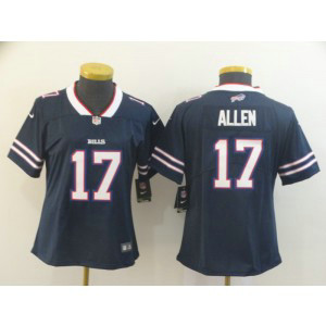 Nike Bills 17 Josh Allen Navy Inverted Legend Women Jersey