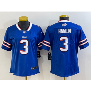 Nike Bills 3 Damar Hamlin Blue Vapor Untouchable Limited Women Jersey