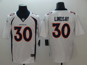 Nike Broncos #30 Phillip Lindsay White Vapor Untouchable Limited Jersey