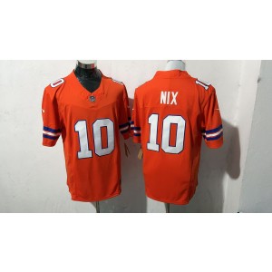 Nike Broncos 10 Bo Nix Orange F.U.S.E. Vapor Limited Men Jersey