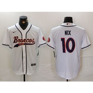 Nike Broncos 10 Bo Nix White Vapor Baseball Limited Men Jersey