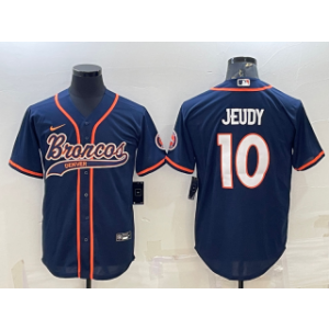 Nike Broncos 10 Jerry Jeudy Navy With Patch Vapor Baseball Limited Men Jersey