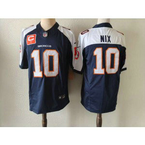 Nike Broncos 10 Nix Blue Thanksgiving Day F.U.S.E. Vapor Limited Men Jersey with C Patch