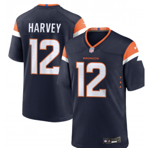 Nike Broncos 12 Harvey Navy Vapor Limited Men Jersey