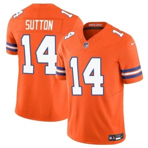 Nike Broncos 14 Courtland Sutton Orange Mile High Collection 1977 Throwback F.U.S.E. Vapor Limited Men Jersey