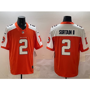 Nike Broncos 2 Pat Surtain II Orange Thanksgiving Day F.U.S.E. Vapor Limited Men Jersey