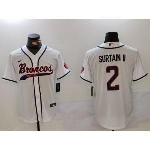 Nike Broncos 2 Pat Surtain II White Vapor Baseball Limited Men Jersey