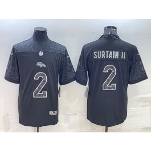 Nike Broncos 2 Patrick Surtain II Black Reflective Vapor Limited Men Jersey