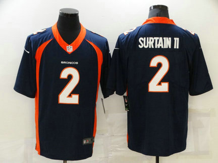 Nike Broncos 2 Patrick Surtain II Navy 2021 Draft Vapor Limited Jersey