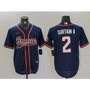 Nike Broncos 2 Patrick Surtain II Navy Vapor Baseball Limited Men Jersey