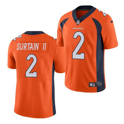 Nike Broncos 2 Patrick Surtain II Orange 2021 Draft Vapor Limited Jersey