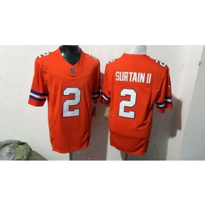 Nike Broncos 2 Patrick Surtain II Orange F.U.S.E. Vapor Limited Men Jersey