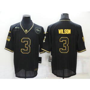 Nike Broncos 3 Russell Wilson Black Gold Vapor Limited Men Jersey