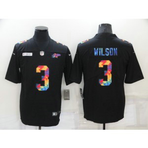 Nike Broncos 3 Russell Wilson Black Rainbow Vapor Limited Men Jersey