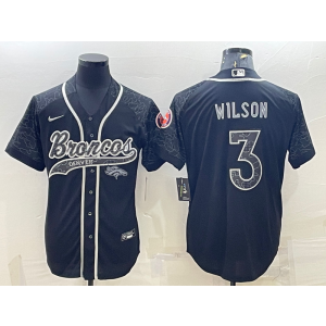 Nike Broncos 3 Russell Wilson Black Reflective Vapor Baseball Limited Men Jersey