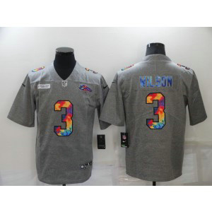 Nike Broncos 3 Russell Wilson Grey Rainbow Vapor Limited Men Jersey