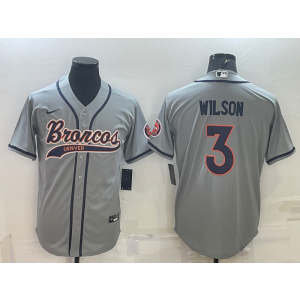 Nike Broncos 3 Russell Wilson Grey Vapor Baseball Limited Men Jersey