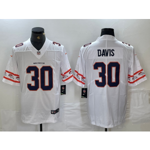 Nike Broncos 30 Davis White Team Logo Vapor Limited Men Jersey