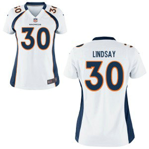 Nike Broncos 30 Phillip Lindsay White Women Jersey