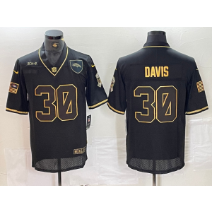 Nike Broncos 30 Terrell Davis Black Gold Salute To Service Vapor Limited Men Jersey