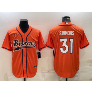 Nike Broncos 31 Justin Simmons Orange With Patch Vapor Baseball Limited Men Jersey