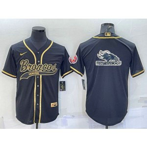 Nike Broncos Blank Black Gold Vapor Baseball Logo Limited Men Jersey