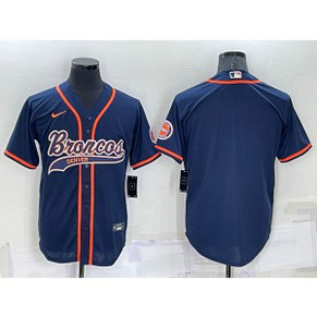 Nike Broncos Blank Navy Vapor Baseball Limited Men Jersey
